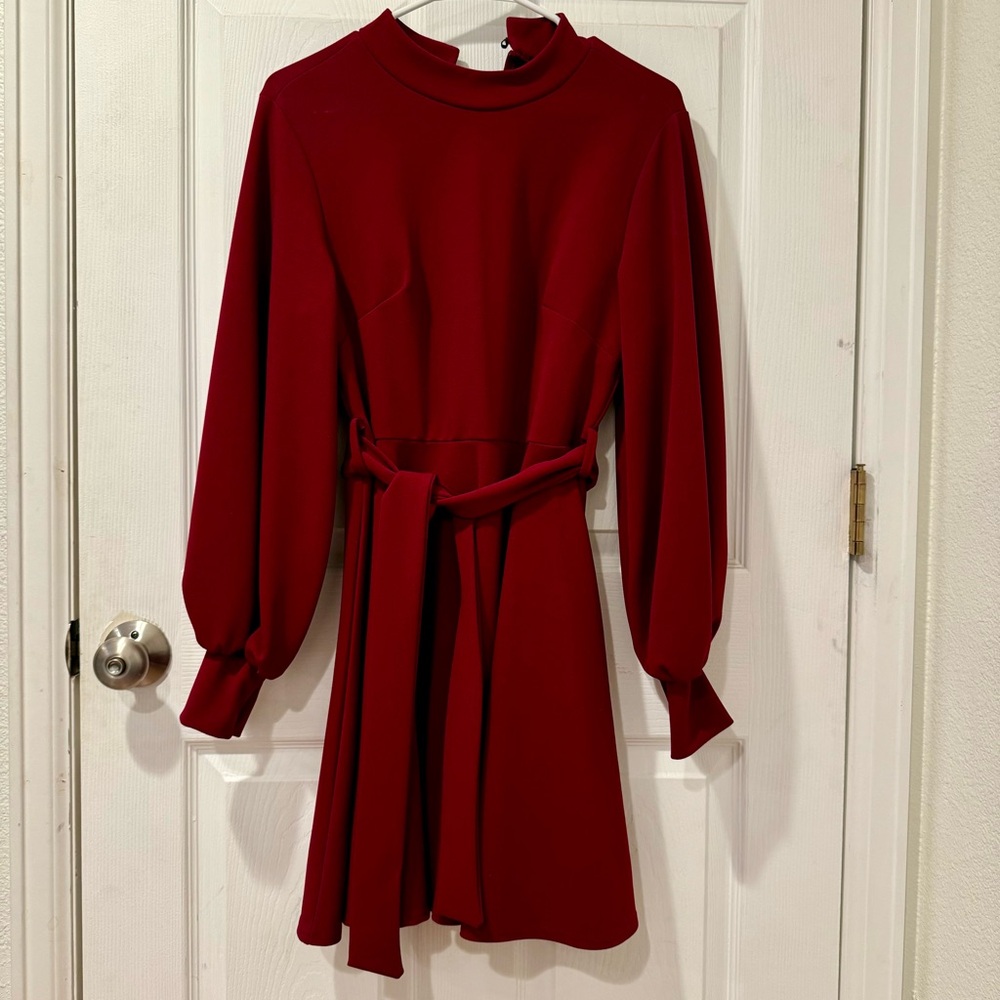 Burgundy long sleeve dress
